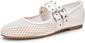 Women's Mesh Mary Jane Square Toe Flats - Breathable Dressy Comfort
