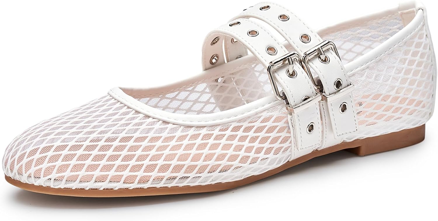 Trary Mary Jane Shoes Women Stylish Square Toe Flats for Comfort