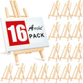 16 Pack 15 in Wood Easels - Portable Tabletop Tripod for Paint Parties