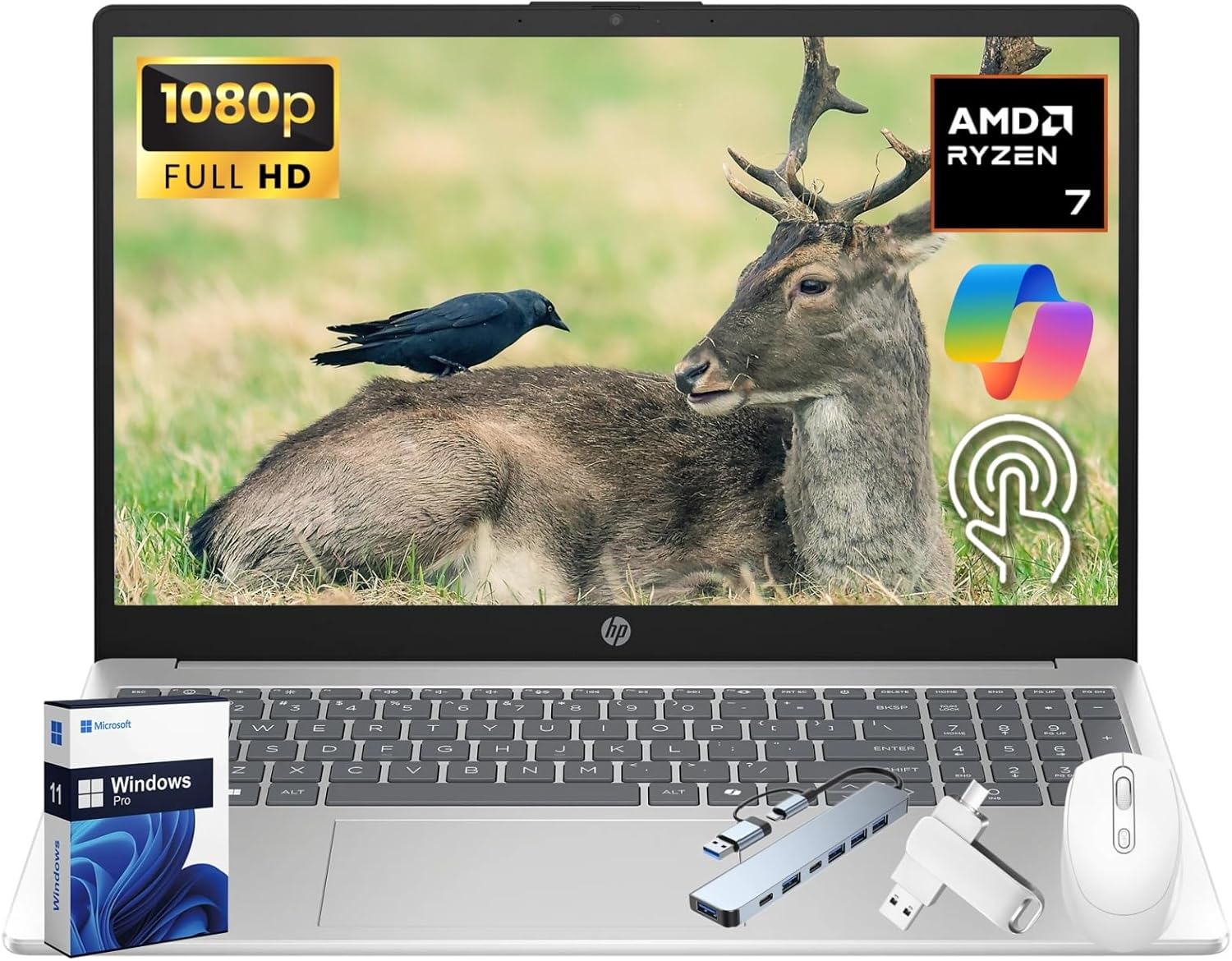 HP 15.6 Touchscreen Laptop with AMD Ryzen 7 and 64GB RAM