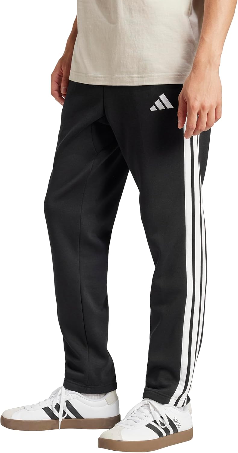 Adidas Mens Essentials 3-Stripes Fleece Open Hem Pants Review