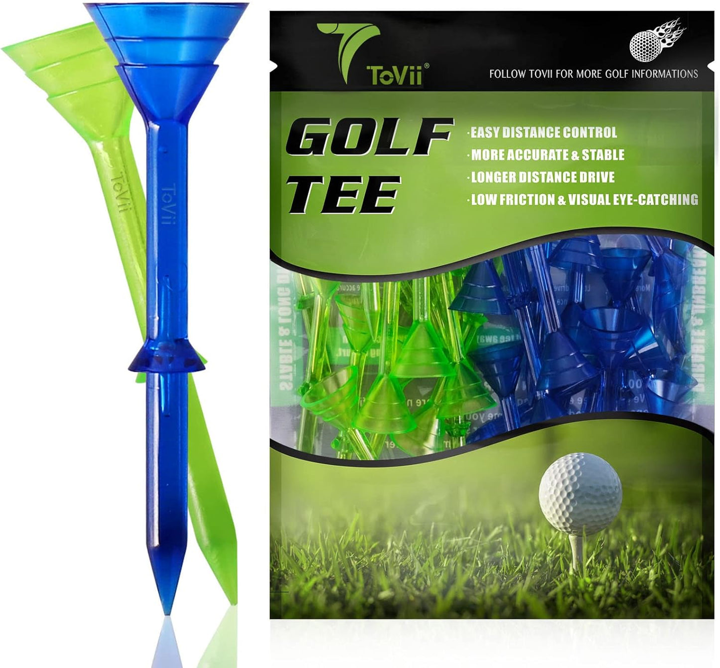 Anti-Spin Plastic Golf Tees 40 Pack | Durable & Stable Tees