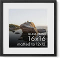 16x16 Picture Frame with Real Glass & Black Oak for Home Decor