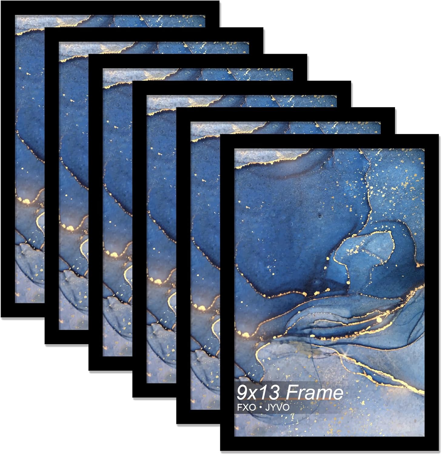 9x13 Picture Frame Set of 6, Lightweight Black Frames for Photos
