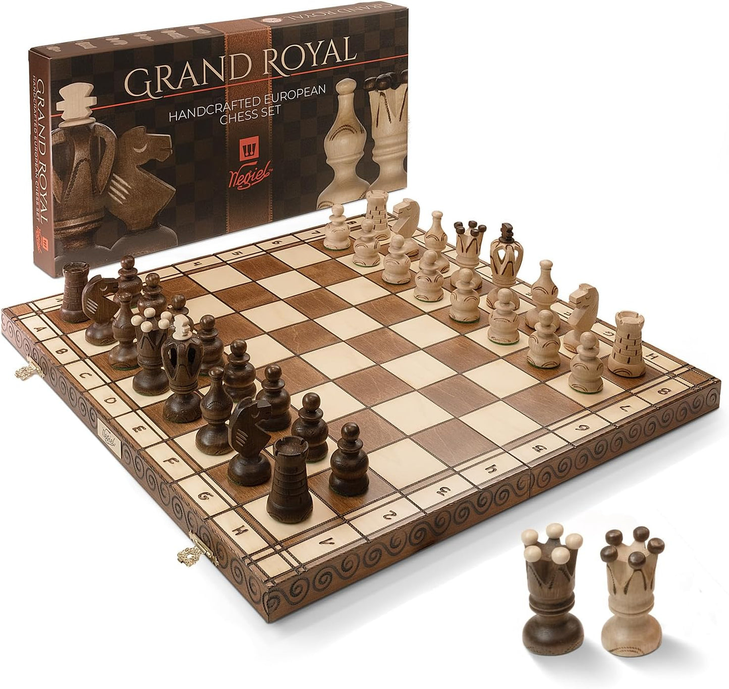 Grand Royal Wooden Chess Set for Adults and Kids - 18 Inch Luxury