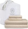 Full Size Cotton Sheet Set Beige - 300 TC Jacquard Comfort
