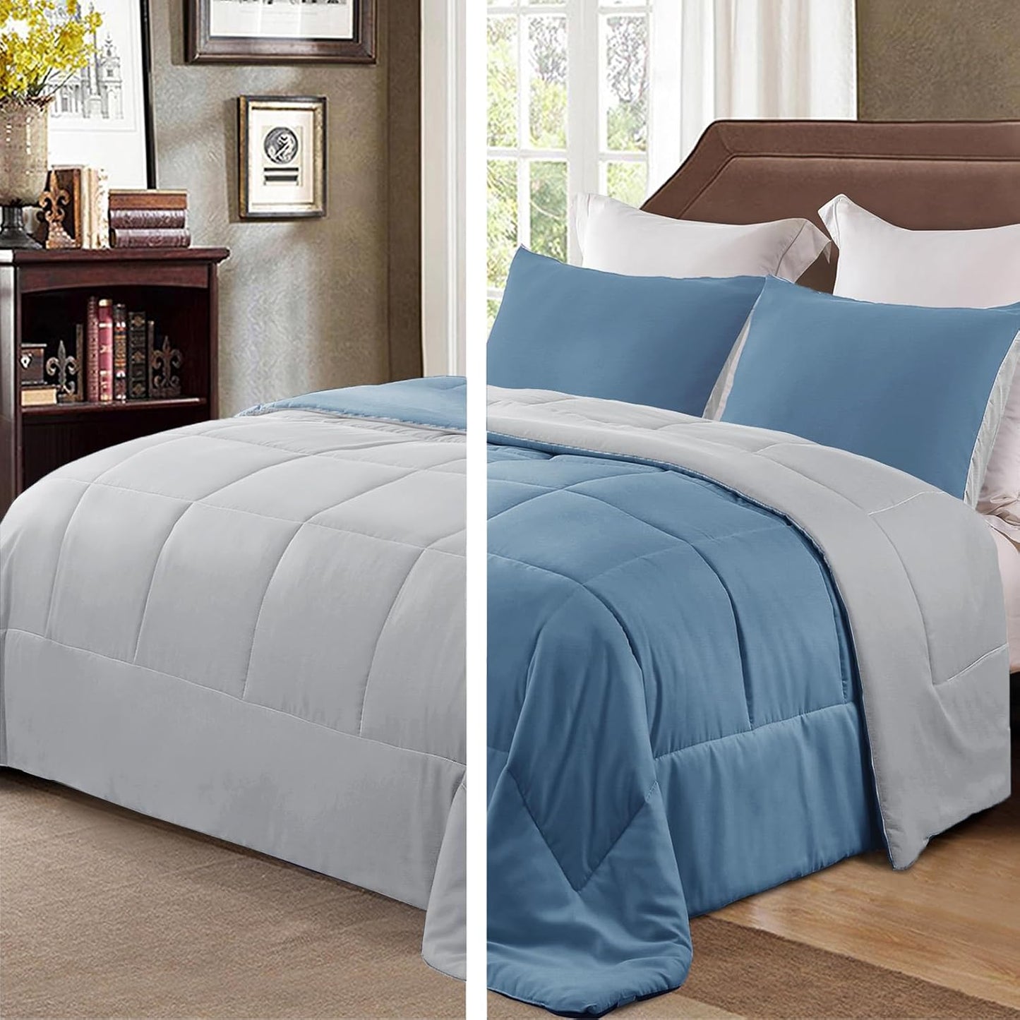 Lightweight Reversible King Size Comforter Set for All Seasons
