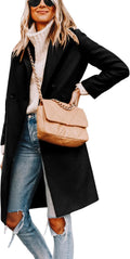 Women's Wool Blend Mid-Long Notch Lapel Coat - Classic Single Breasted