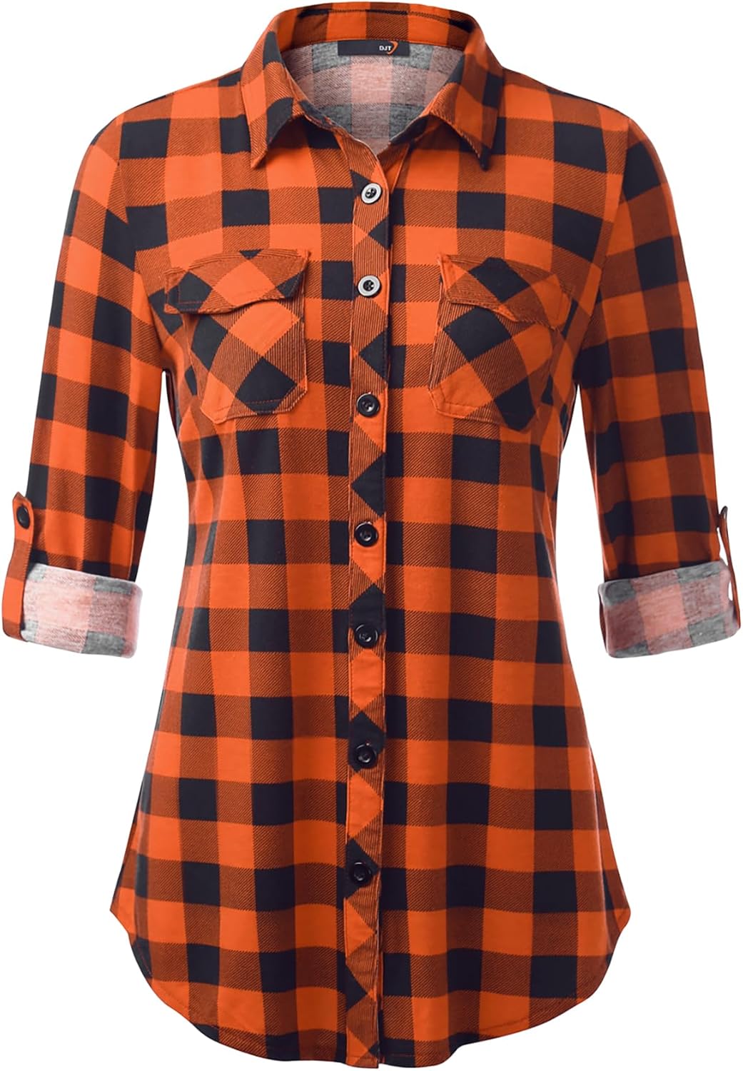 DJT Womens Soft Stretchy Knit Plaid Shirts for Every Occasion