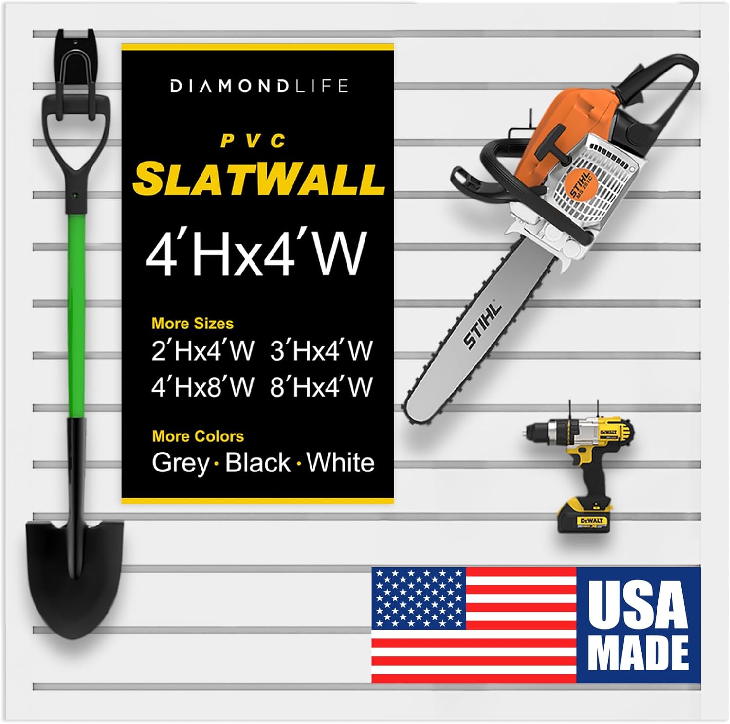DLDIRECT 48in X 48in White Slatwall Panel for Garage Storage