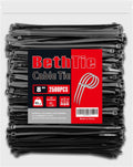 Black 8 Inch Zip Ties 2500 Pack - Durable 65 lb Cable Ties