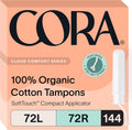 Cora Organic Applicator Tampon Multipack - 144 Pack Leak Protection