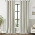 Blackout Greyish Beige Linen Look Curtains 52x96 in - Full Darkening