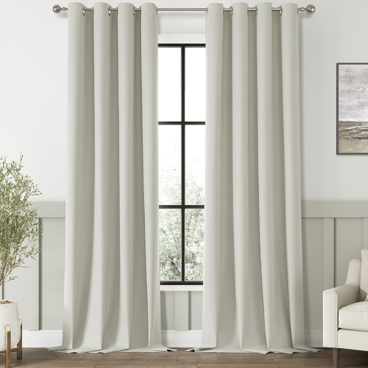 ChrisDowa 100% Blackout Greyish Beige Curtains for Home Decor