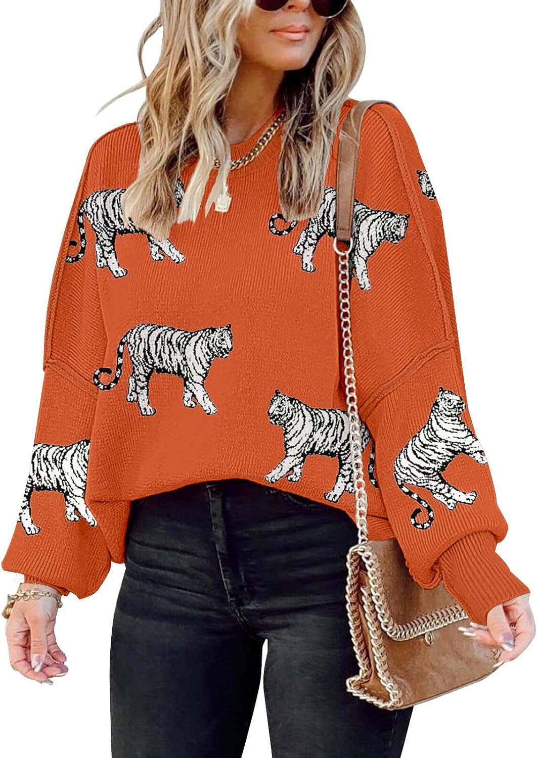 SAUKOLE Womens Sweaters Oversized Pullover Knit Top