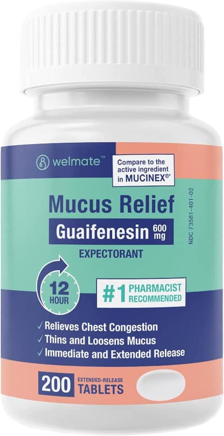 Mucus Relief Guaifenesin 600mg Tablets for Cough & Congestion