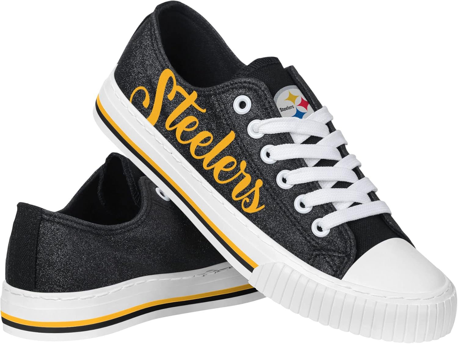 FOCO Women's NFL Team Logo Glitter Low Top Canvas Sneakers