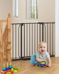 29-40in Pressure Mounted Baby Gate for Stairs - Auto Close Black