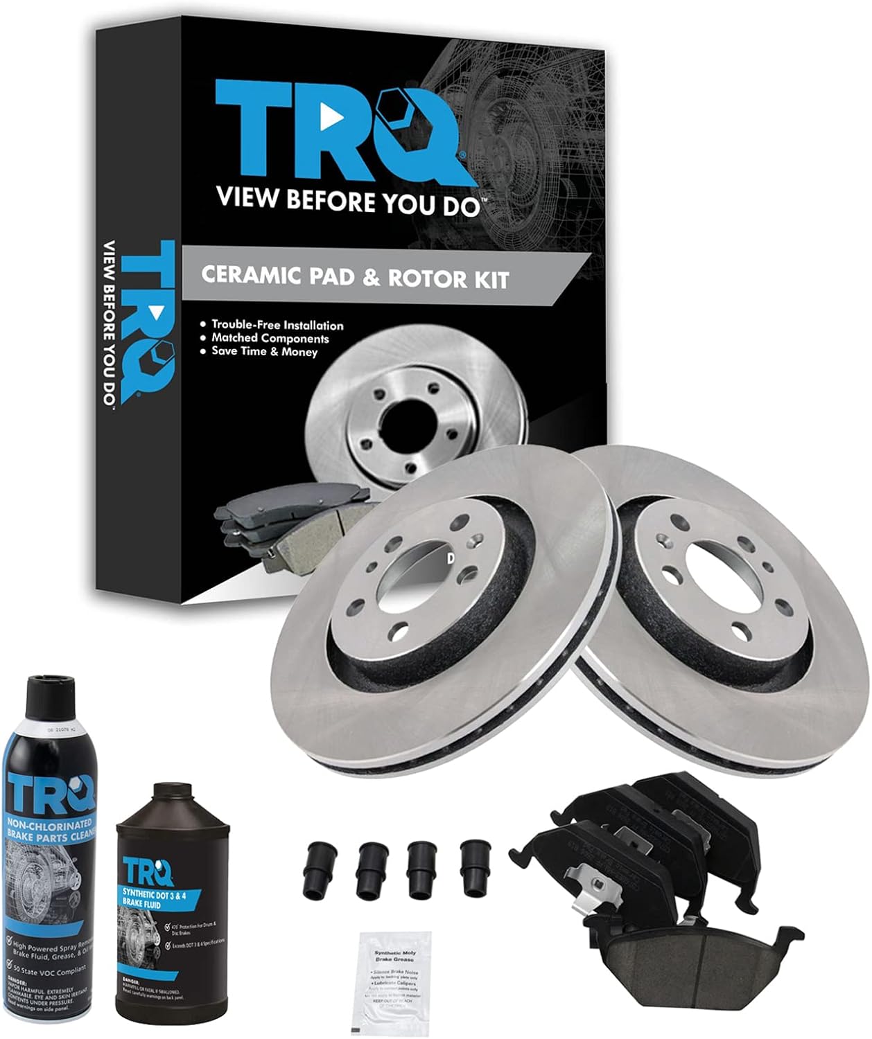 TRQ Front Brake Pad & Rotor Kit for Volkswagen Vehicles
