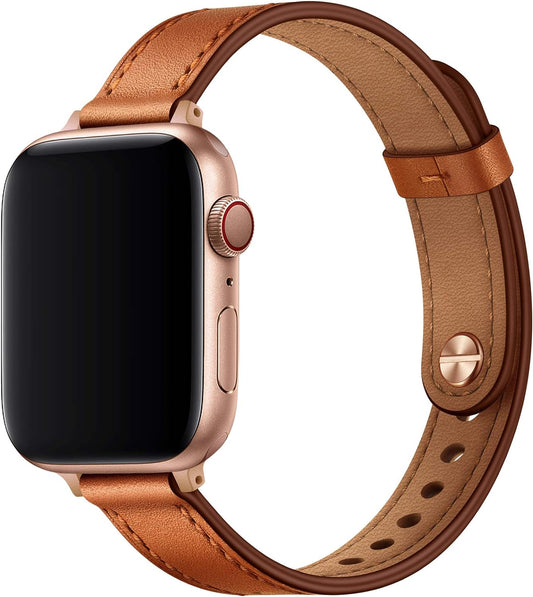 Women's Slim Genuine Leather Apple Watch Band - Stylish & Comfortable