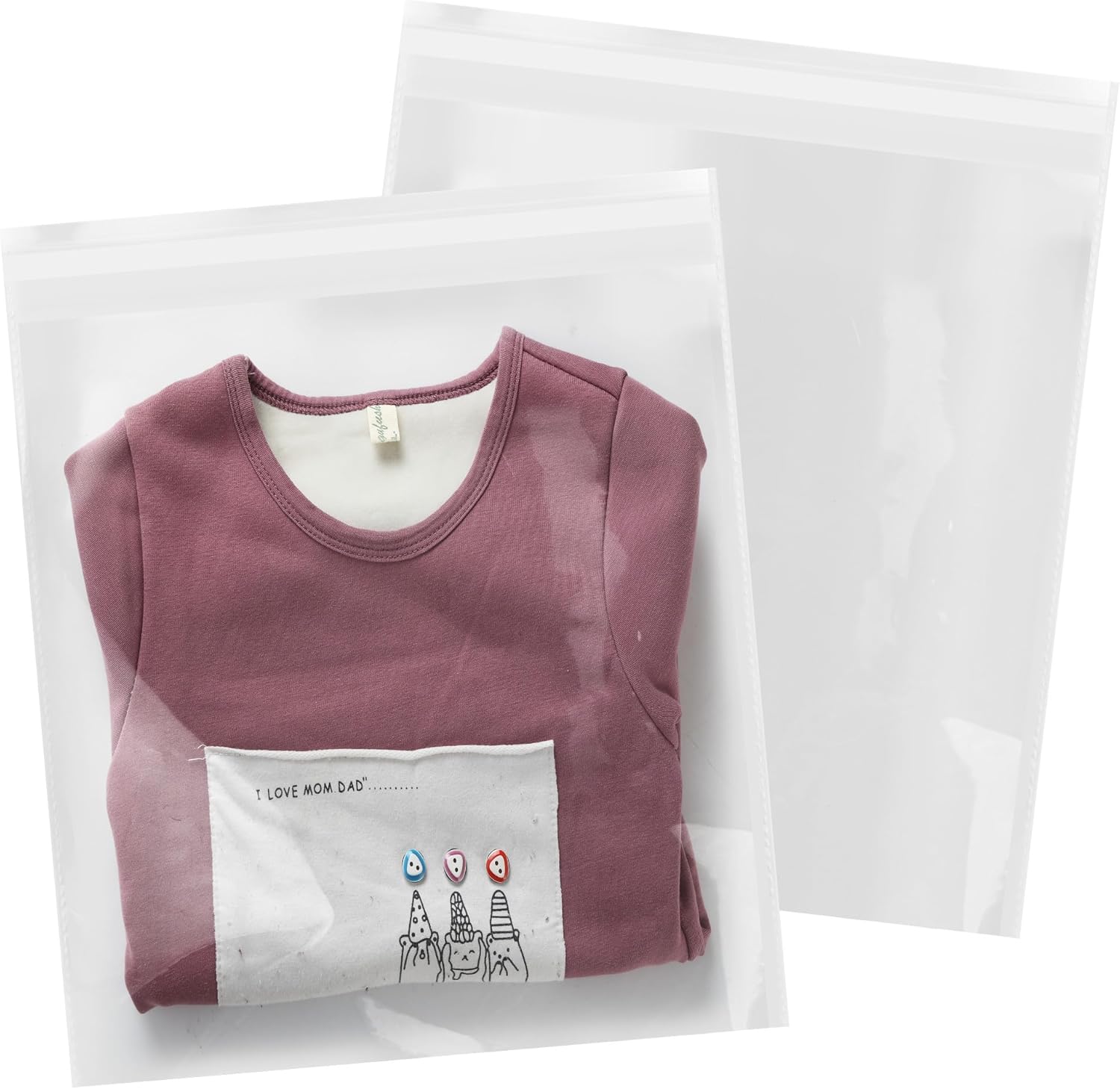 Clear Cellophane Bags 13in x 15in - 500 Pack for Clothing & More