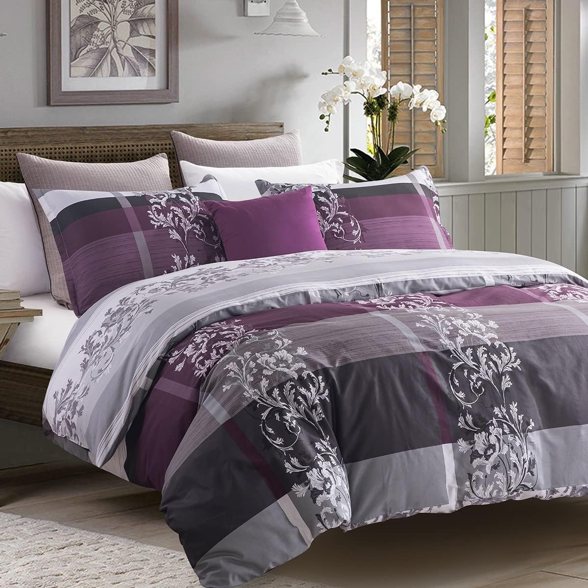 SLEEPBELLA Comforter Queen Size with Elegant Grey Paisley Design