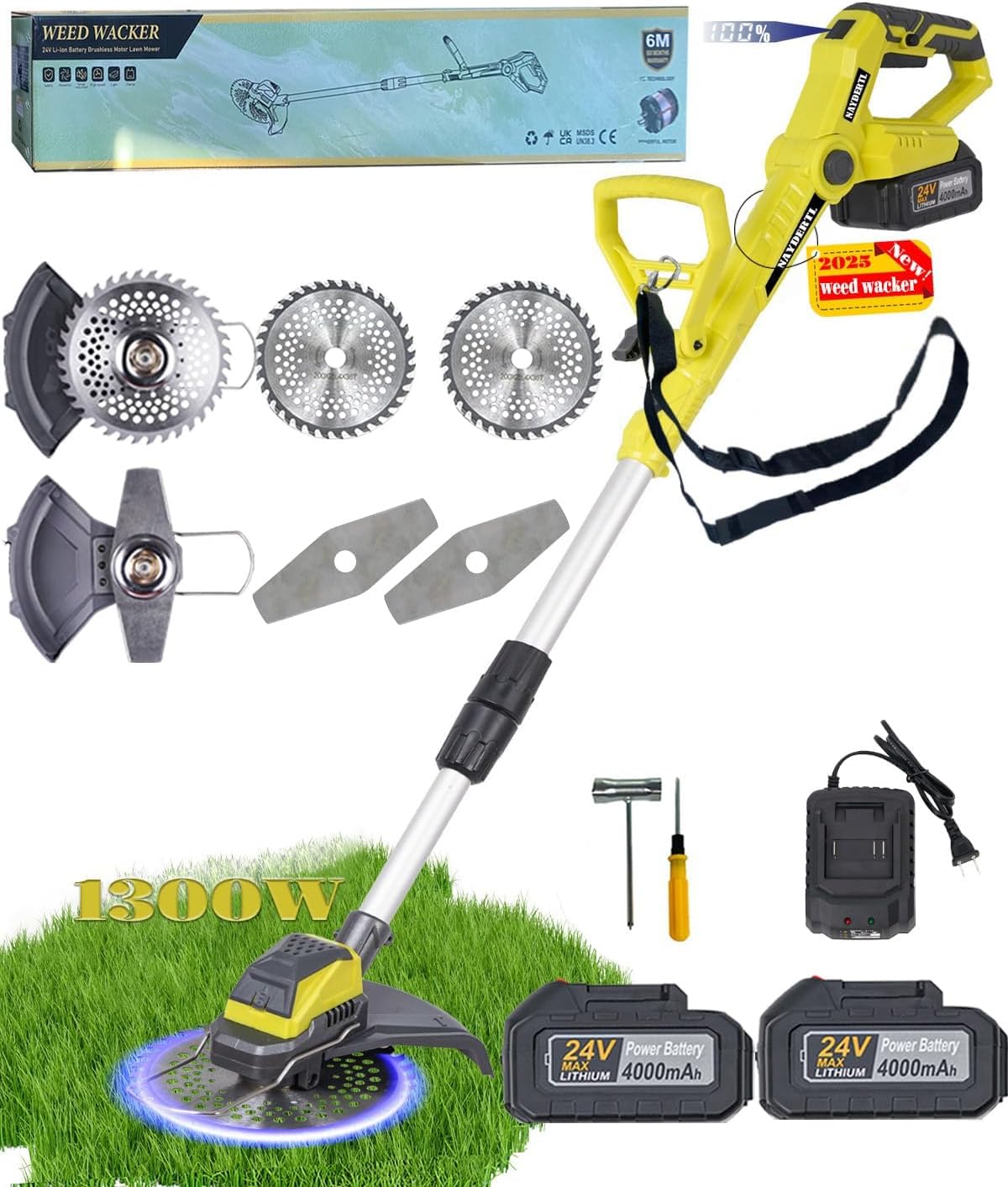 Electric Weed Wacker Cordless Eater with Powerful Brushless Motor