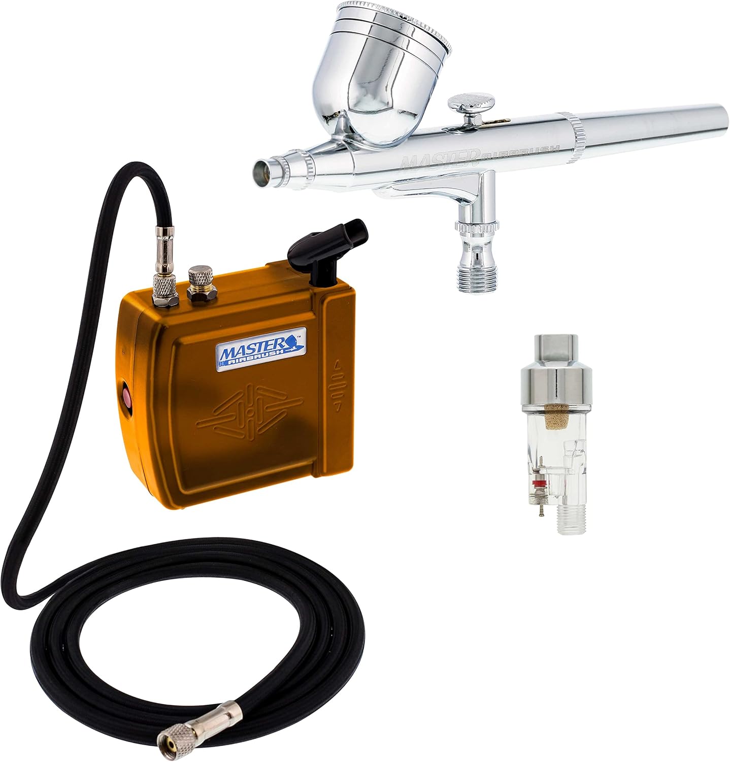 Gold Dual-Action Airbrush Kit for Hobbyists