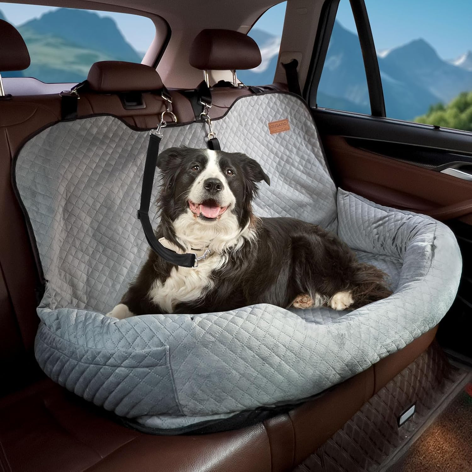 Dog Car Seat for Large Medium Dogs Under 55 lbs - Travel Bed