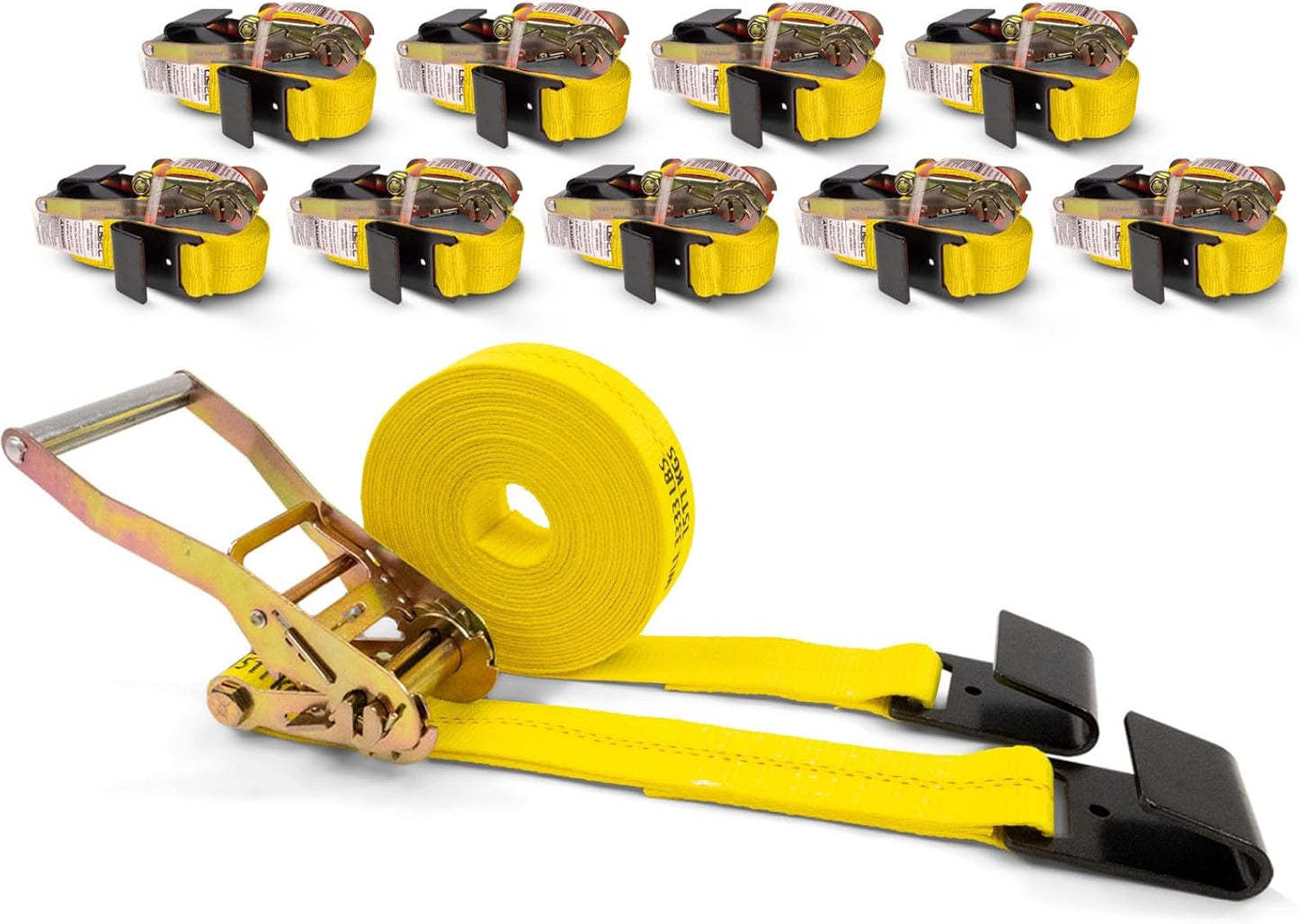 Flat Hook Ratchet Straps 2 Inch X 30 Foot for Heavy Cargo