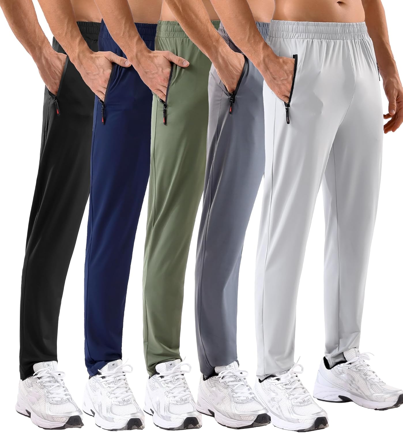 5 Pack Mens Sweatpants with Zipper Pockets for Active Lifestyle