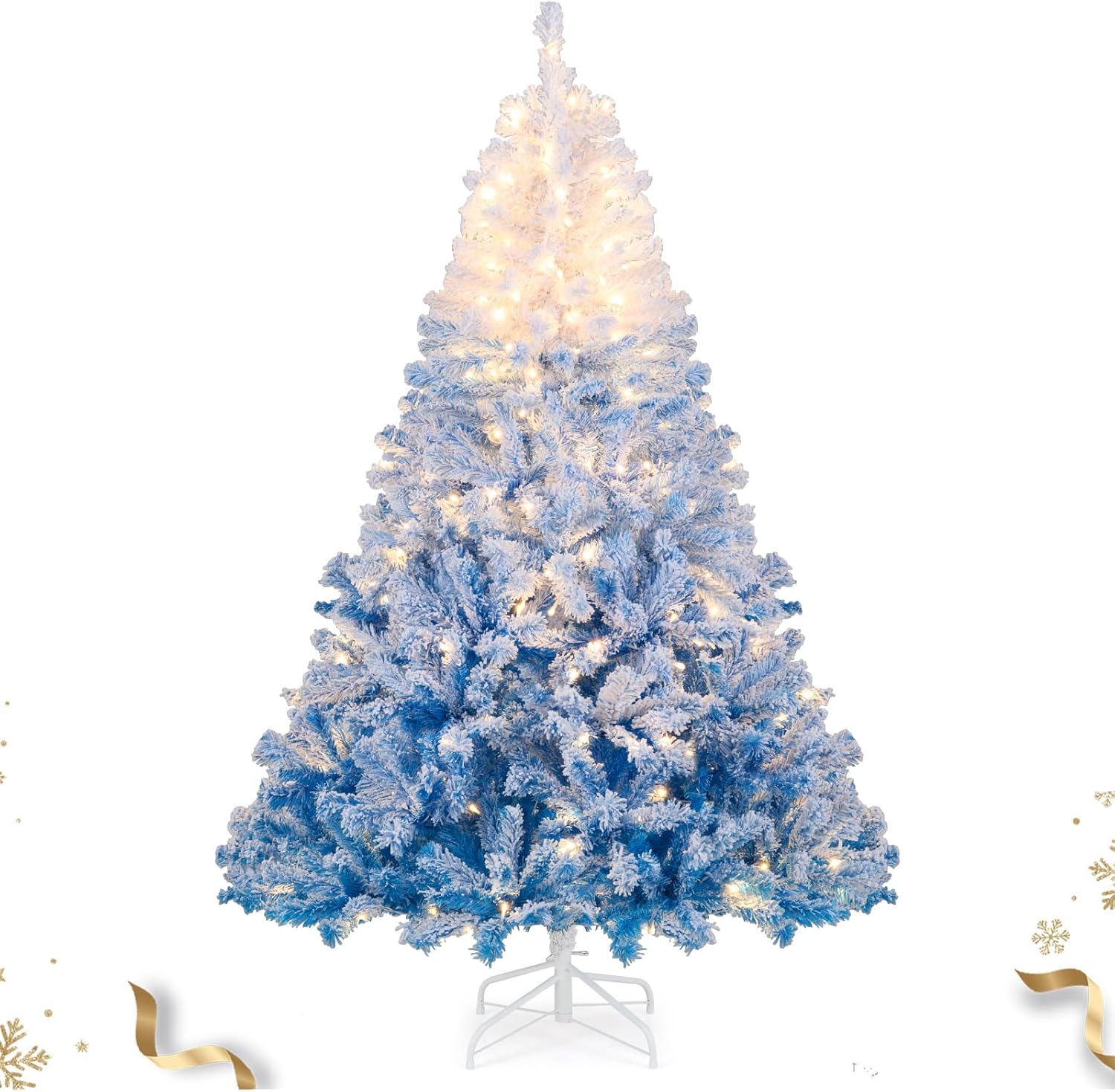 6 FT Pre-lit Flocked Christmas Tree with 250 LED Lights