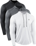 Men's Dry Fit Athletic Hooded Long Sleeve Shirt - Lightweight Run Top