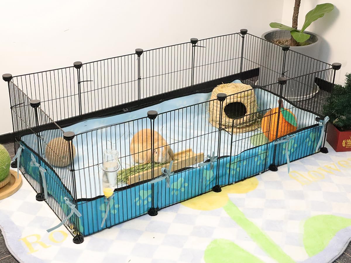 Spacious 8 Sq Ft Guinea Pig Cage for Small Animal Playpen