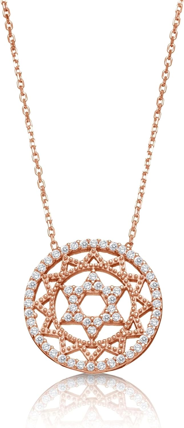 Jewish Star of David Necklace with Sparkling Cubic Zirconia