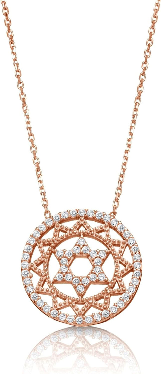 Jewish Star of David Necklace with Sparkling Cubic Zirconia
