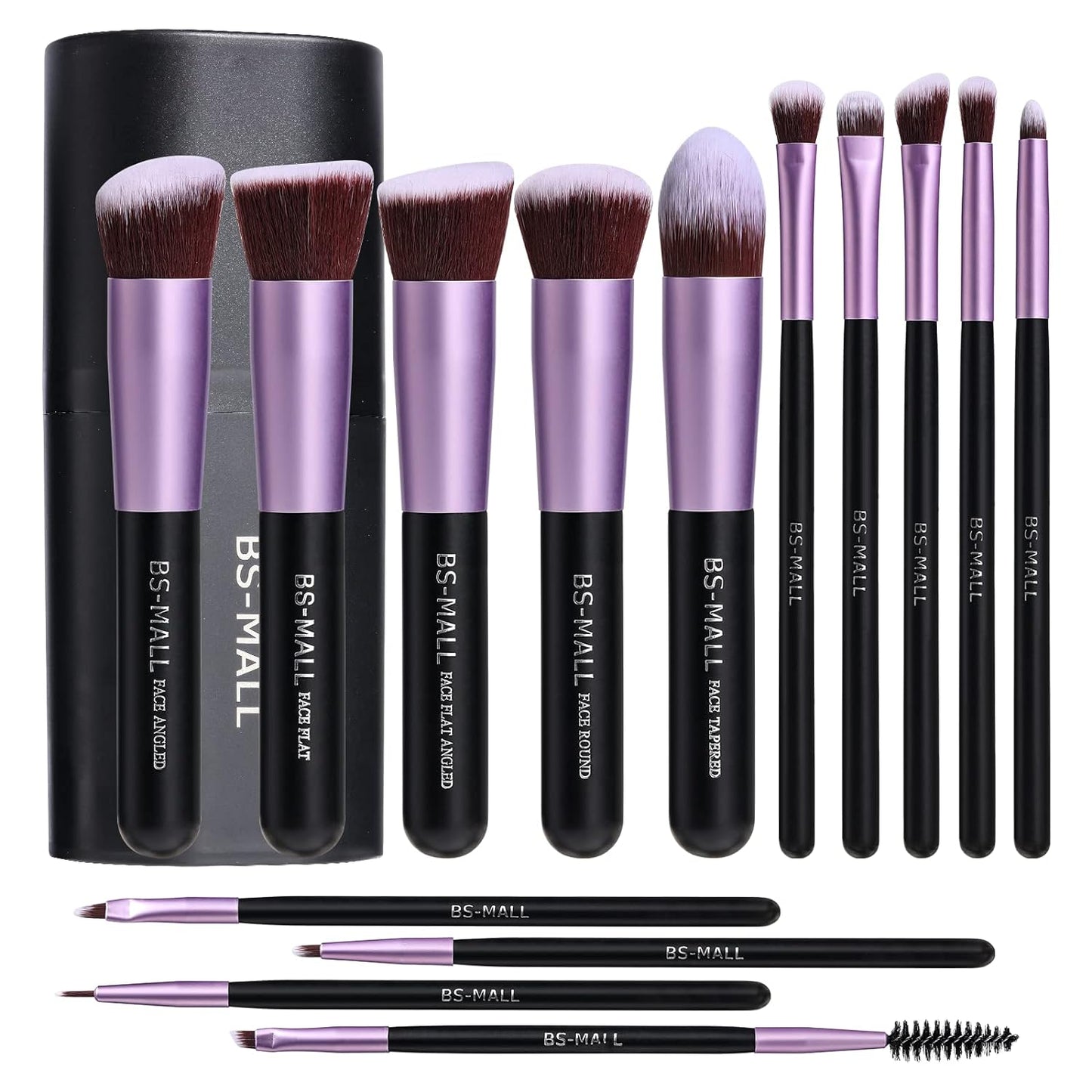 BS-MALL 14 Pc Purple Makeup Brush Set - Premium Synthetic for Flawless Application