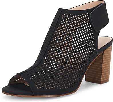 Coutgo Women Peep Toe Ankle Strap Booties for Summer Style