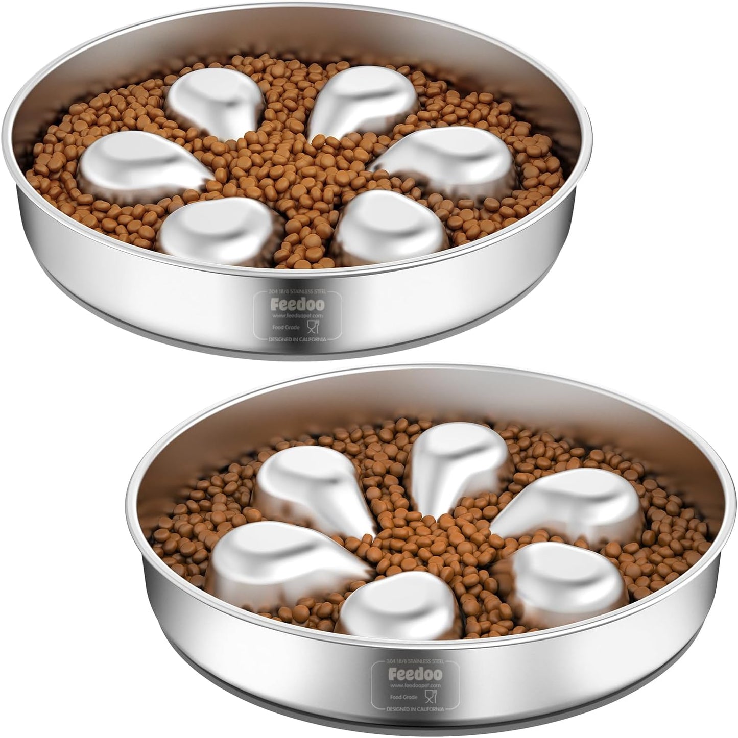 2Pcs Slow Feeder Dog Bowls with Non-Slip Base for Dogs