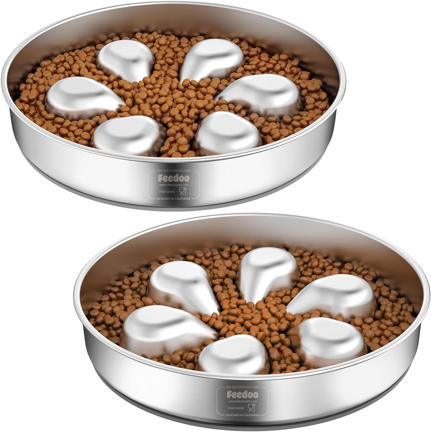2Pcs Slow Feeder Dog Bowls with Non-Slip Base for Dogs