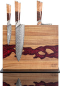 Magnetic Knife Block Double Sided Holder - Stylish Acacia Resin
