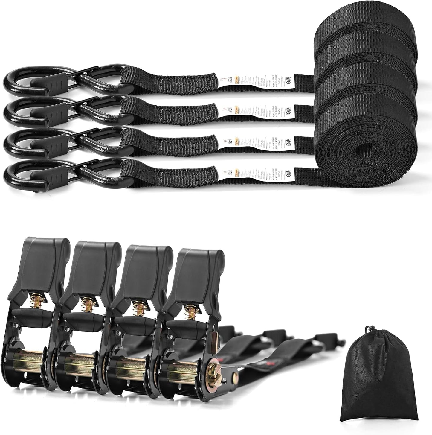 Heavy Duty Ratchet Straps 15 Feet for Motorcycle and Cargo