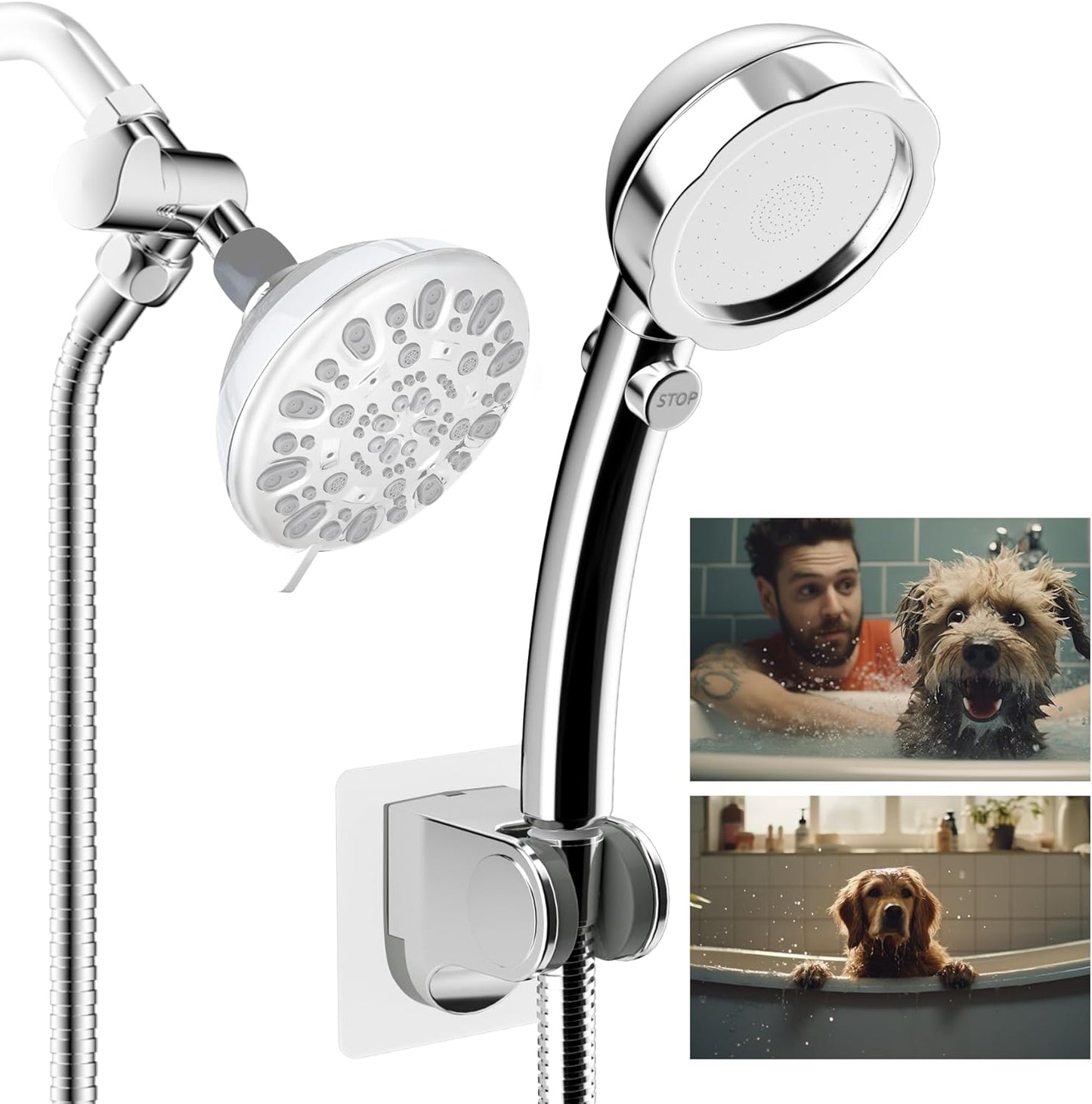 Dog Sprayer Attachment Set for Pet Bathing with 119 Inch Hose