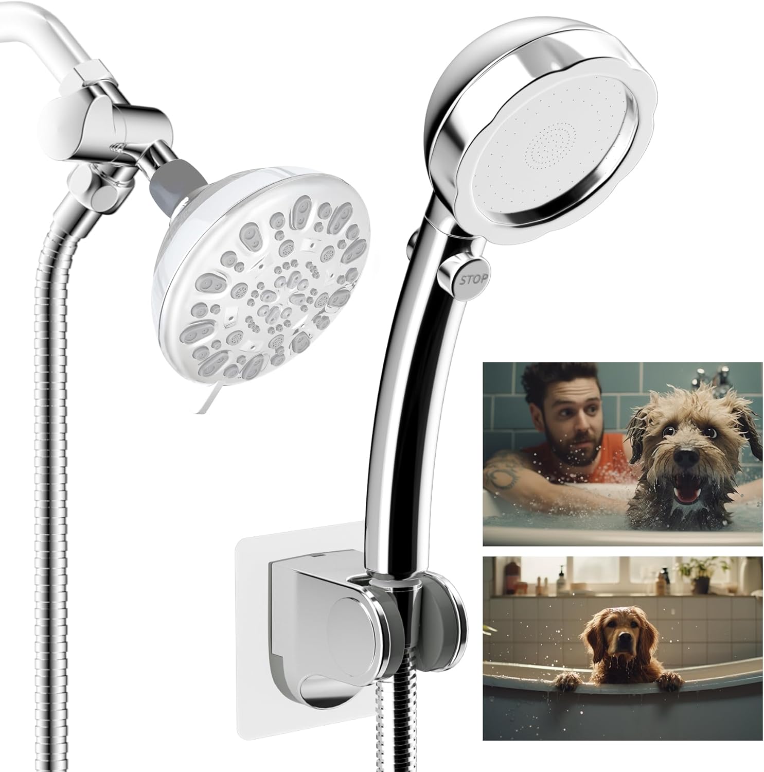 Dog Sprayer Attachment Set for Pet Bathing with 119 Inch Hose