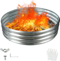 48 Inch Round Galvanized Fire Pit Ring - Foldable Silver Fire Ring
