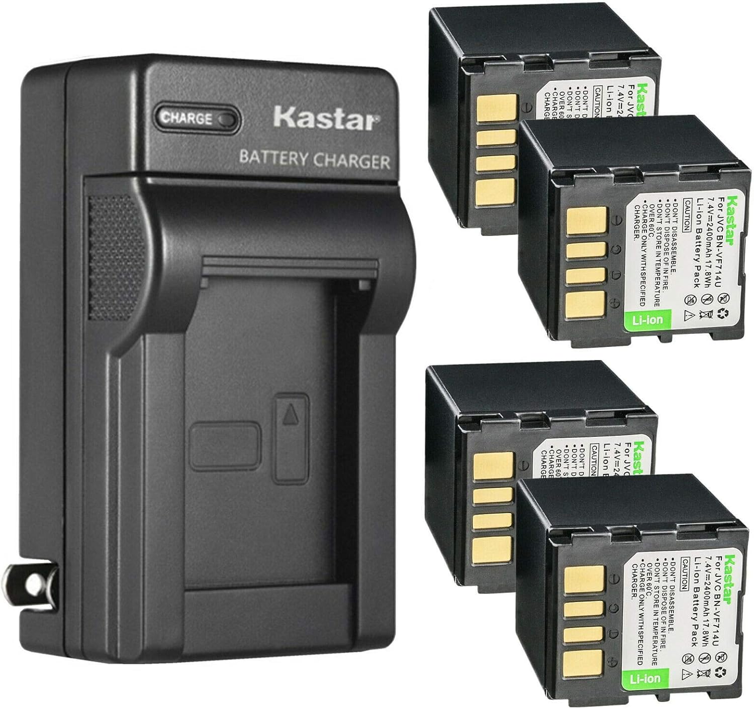 Kastar 4-Pack Battery and AC Wall Charger for JVC Camcorders