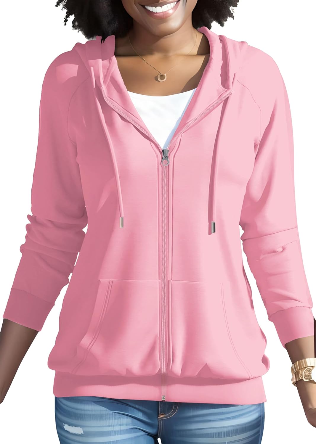 Nimsruc Women's Long Sleeve Zip-Up Hoodie: Casual Comfort