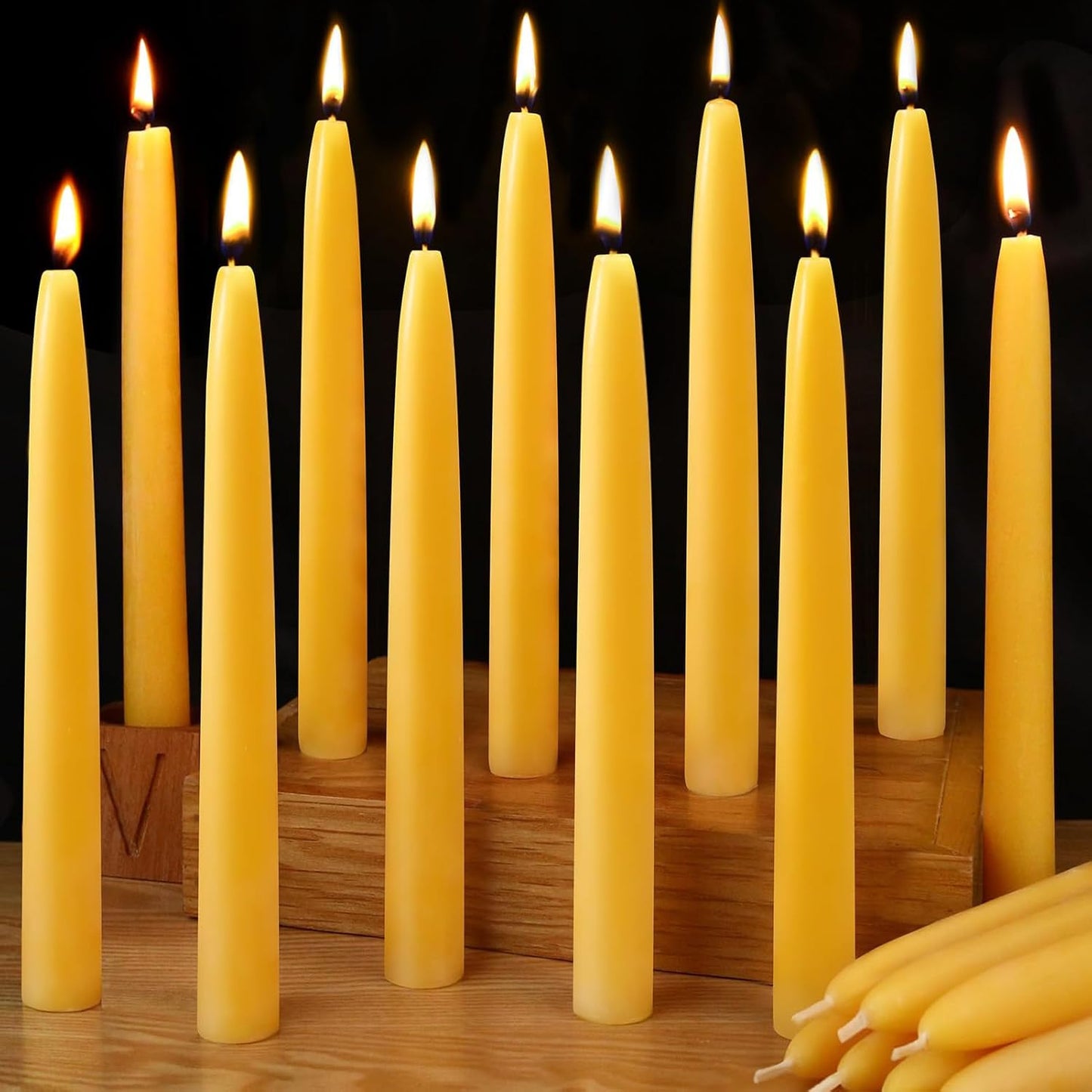 Natural Beeswax Taper Candles for Cozy Home and Prayer