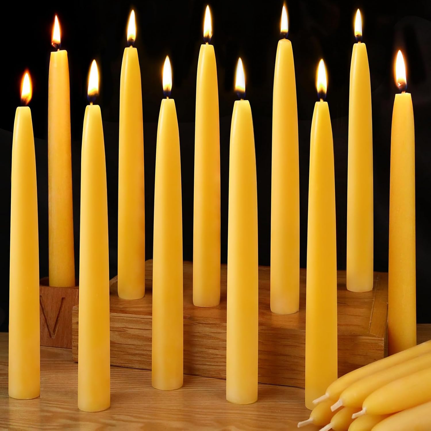 Natural Beeswax Taper Candles for Cozy Home and Prayer