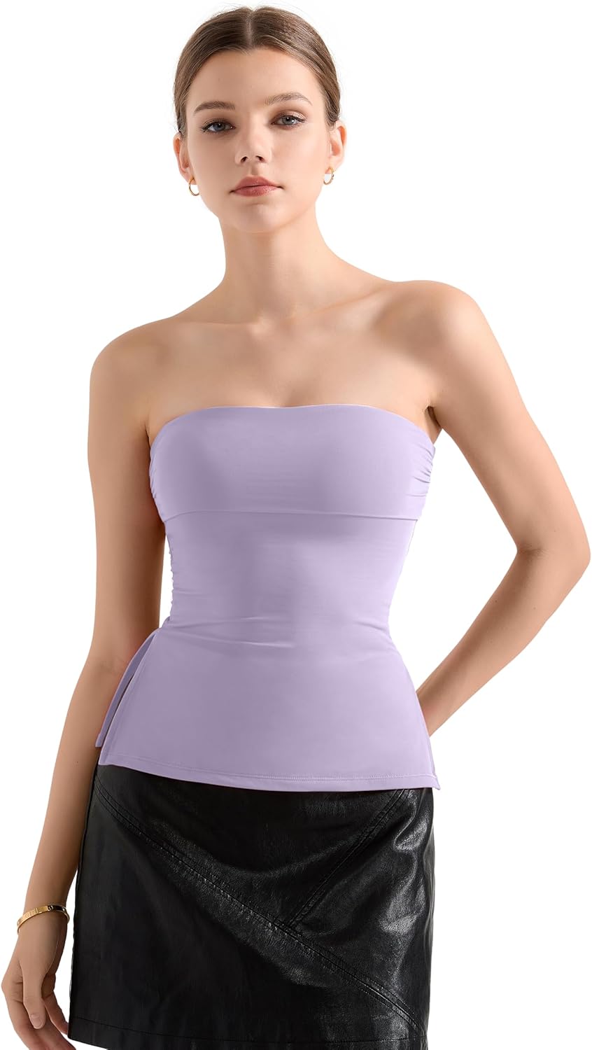 Trendy Tube Tops for Women with Side Split and Backless Design